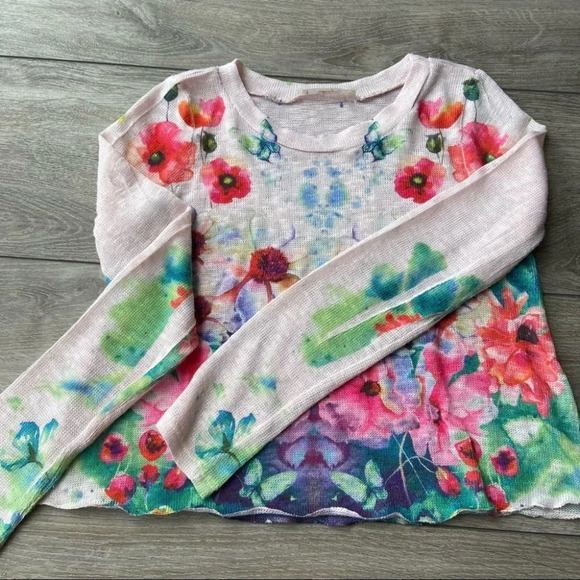 Gaze Boho Floral Crop Lightweight Sweater - Picture 5 of 13